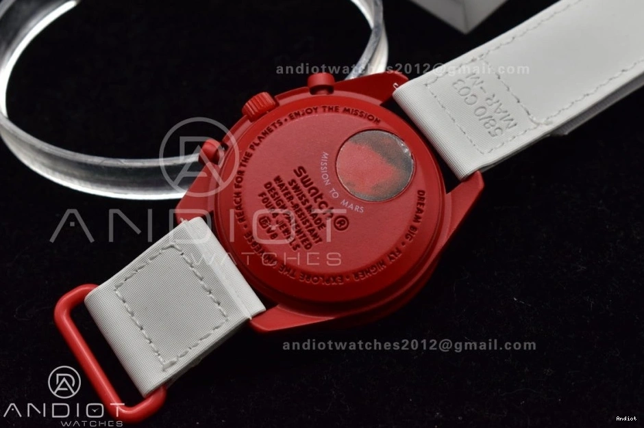 to Swatch on Omega Mars Mission Quartz Strap Nylon Bioceramic x Moonwatch 0505